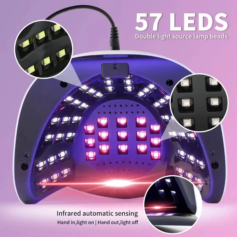 Nagy Teljesítményű, 268 W-Os Gél Uv Led-Es Körömlámpa - 57 Led - Pink- Qqf-2408212 - Image 2