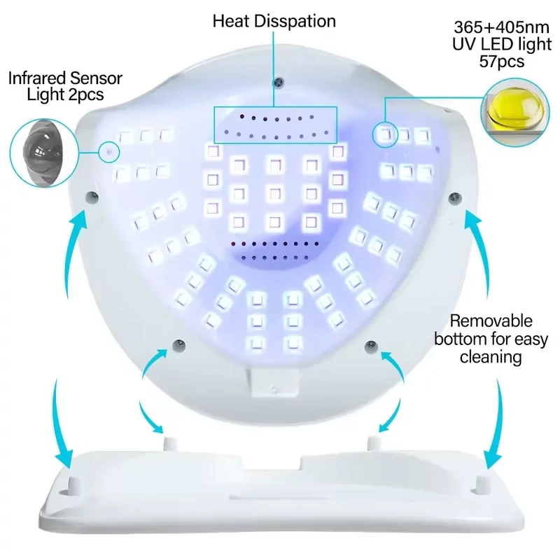 Nagy Teljesítményű, 268 W-Os Gél Uv Led-Es Körömlámpa - 57 Led-Del - Sun S5 - Pink - Image 5