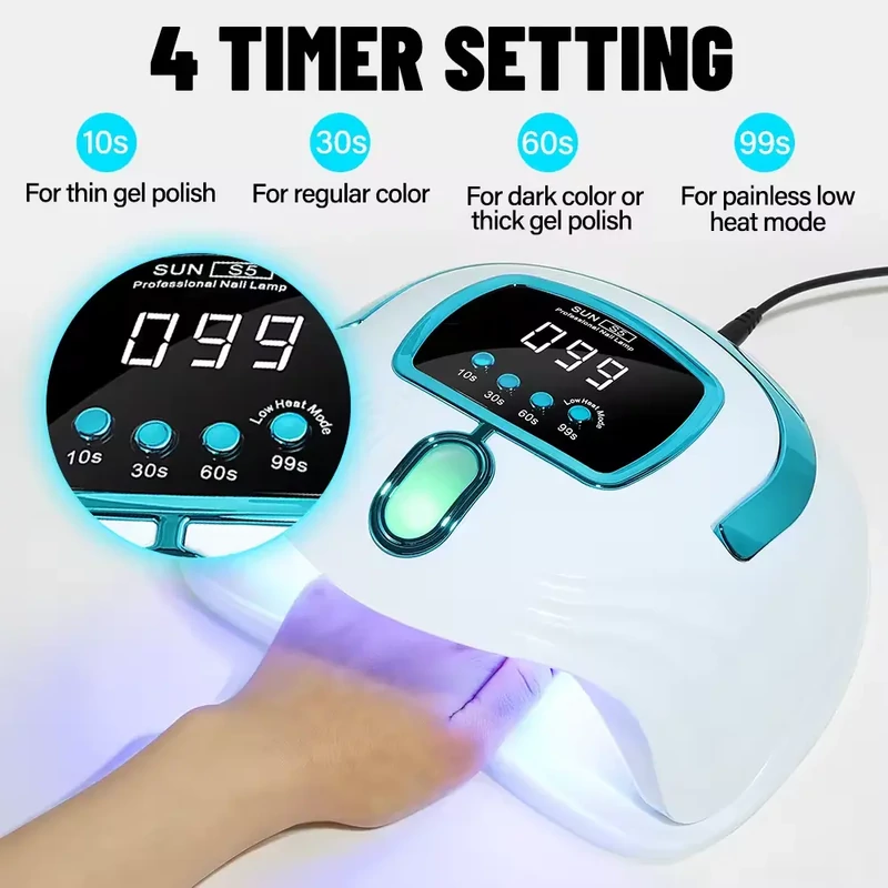Nagy Teljesítményű, 268 W-Os Gél Uv Led-Es Körömlámpa - 57 Led-Del - Sun S5 - Kék - Image 5