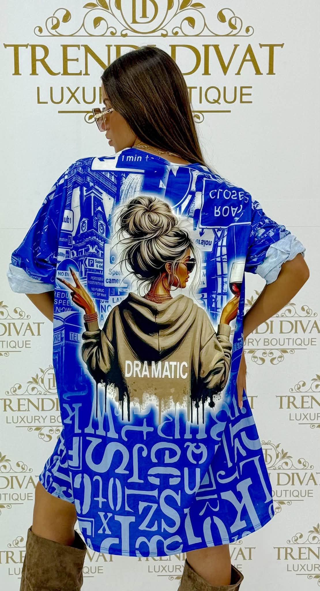 Oversize tunikaruha kontyos lány grafikával és betűmintával - Image 27