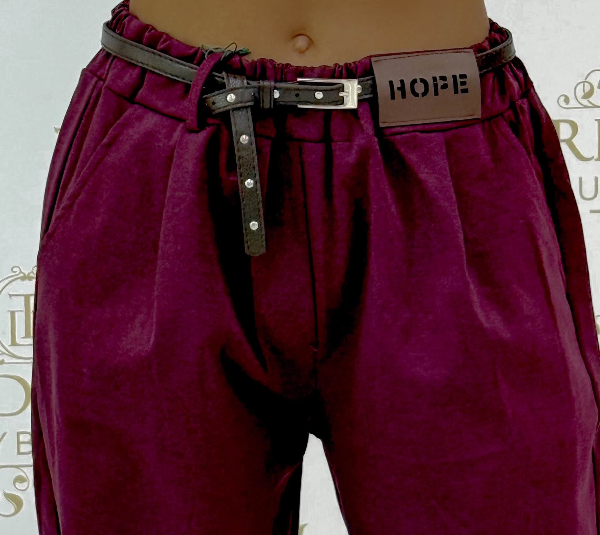 Lefelé szűkülő szárú női szövetnadrág, "HOPE" bilétával, ajándék övvel - Image 8